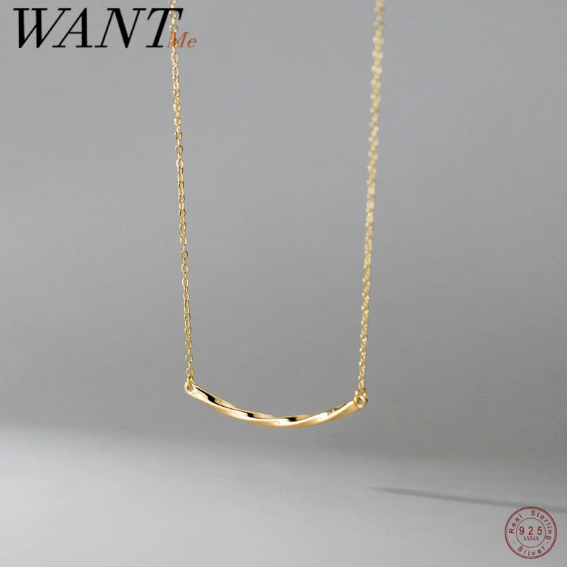 WANTME 925 Sterling Silver Choker Twist Necklace for Women Fashion Elegant Charms Geometric Korean Chain Jewelry Accessories