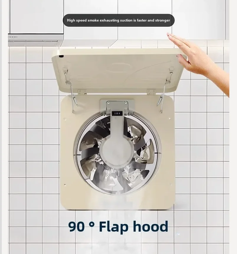 

220V High Power Flip Exhaust Fan for Kitchen Strong Window Oil Smoke Ventilator Large Capacity Ventilation Fan QCA