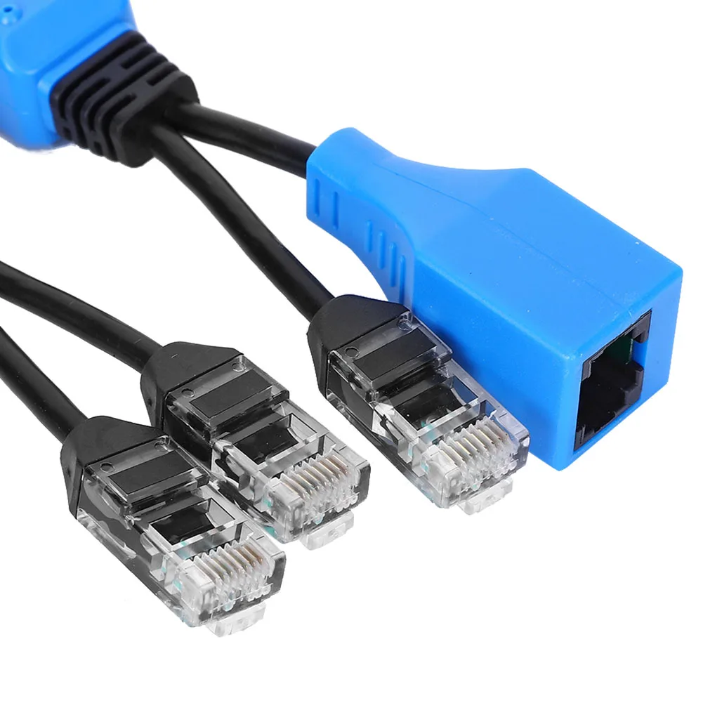 2pcs Splitter RJ45 Combiner POE Adapter Connectors Power Cable Kit RJ45 Splitter Combiner
