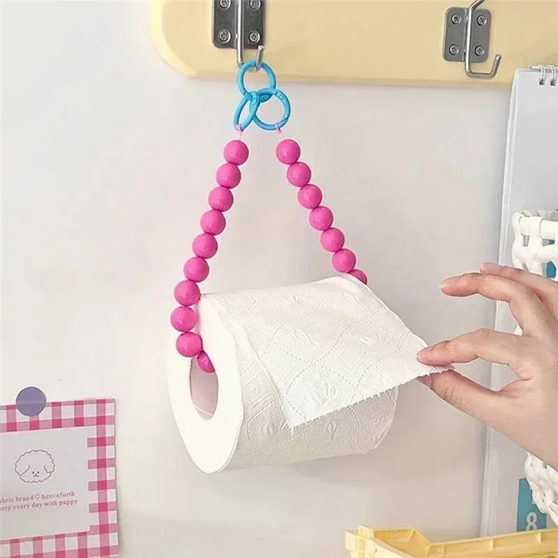 Hanging Bead Tissue Box Toilet Paper Rack Mobile Phone Chain Home Storage Organizer Bathroom Decoration Parts-AB52