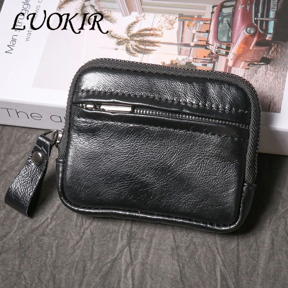 

LUOKIR Simple Coin Bag Leather Coin Purse Ladies Soft Leather Zipper Pouch Large Capacity Wallet Cowhide Card Holder
