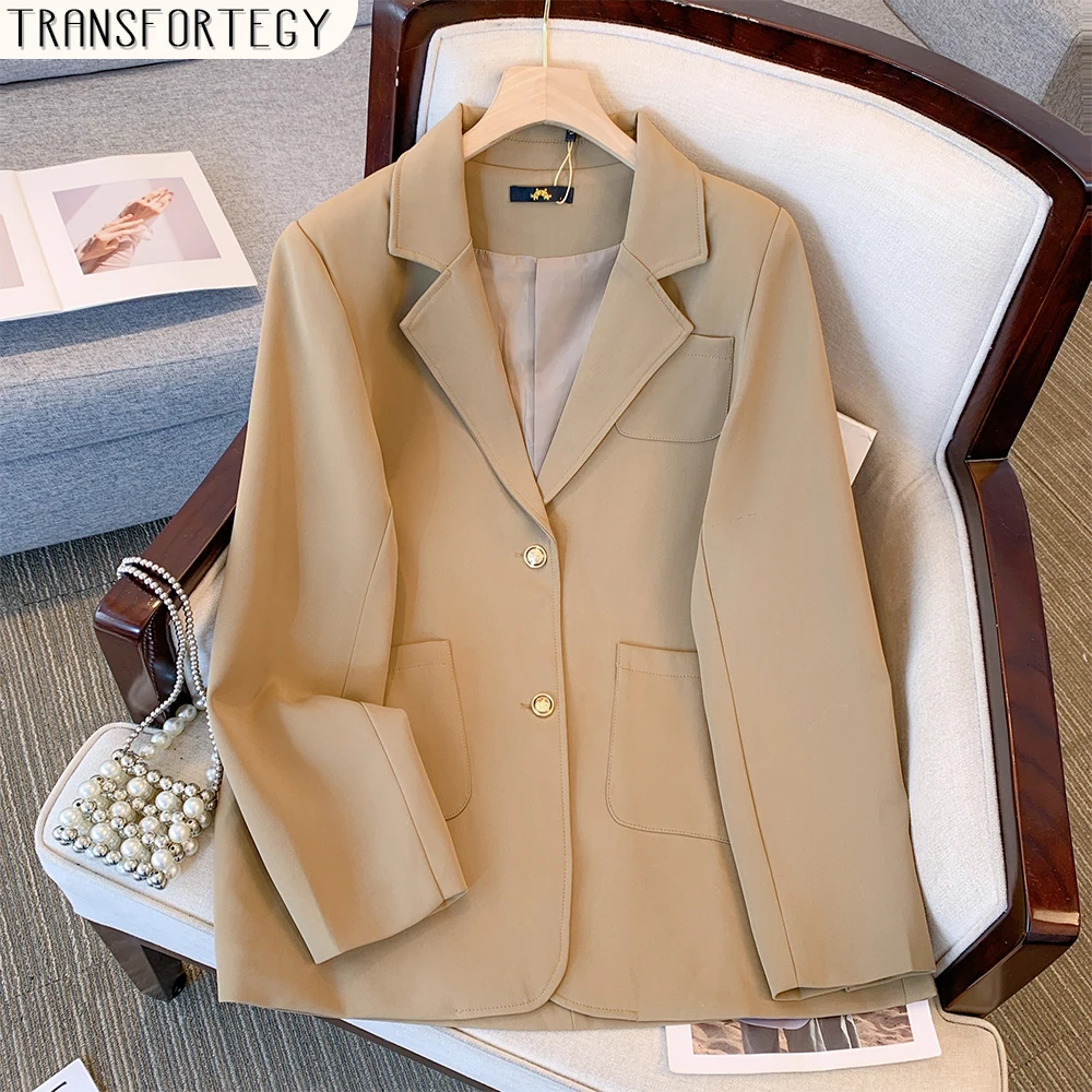 Plus size women's autumn and winter casual suit jacket loose comfortable brown commuter top 2024 new women's clothing large size