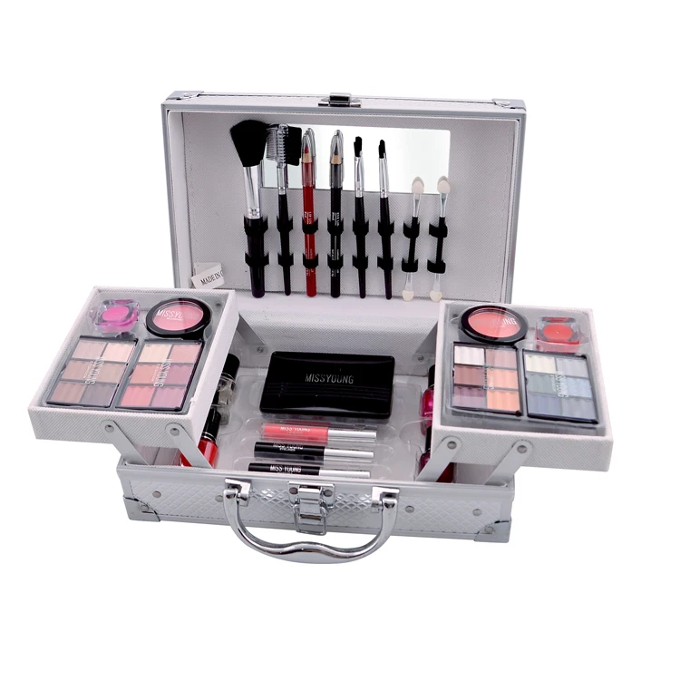 Miss Jonge Groothandel Make-Up Set Cosmetica Kit Oogschaduw Lippenstift Wenkbrauw Potlood Lipgloss Borstel Poeder Puff Make-Up Vrouwen Meisje