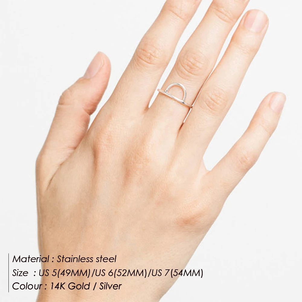 eManco Minimaliset  Stainless Steel Geometric Rings for Women Punk Ring Stackable Triangle Midi Rings Jewellery