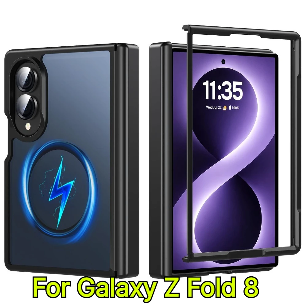 ZFold8 Cases Luxury Matte Skin Feel for Magsafe Phone Case For Samsung Galaxy Z Fold 8 PC TPU Hybrid Shockproof Cover Funda