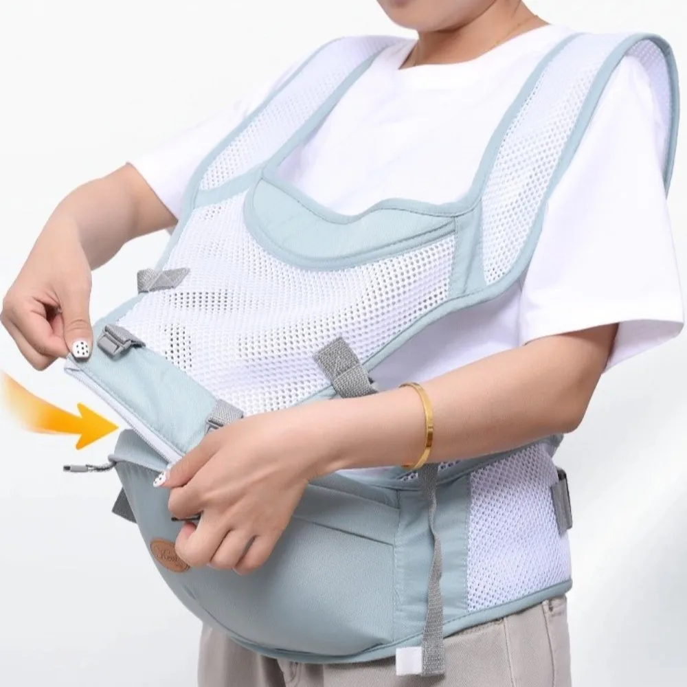 New 2 in 1 Waist Stool Ergonomic Breathable Mesh Carrier with Hip Seat Detachable Infant Hipseat for Outdoor