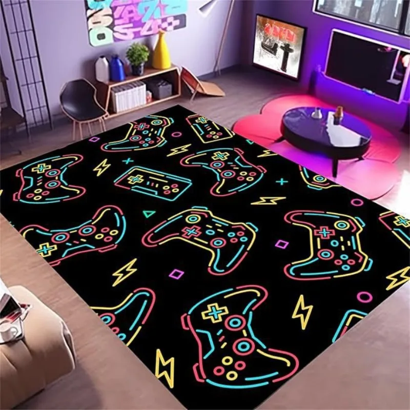 Video game controller printing Flannel Area Rug Soft esports Room Carpet Floor Mat Sofa Bedroom Home easy clean Decor Beautiful