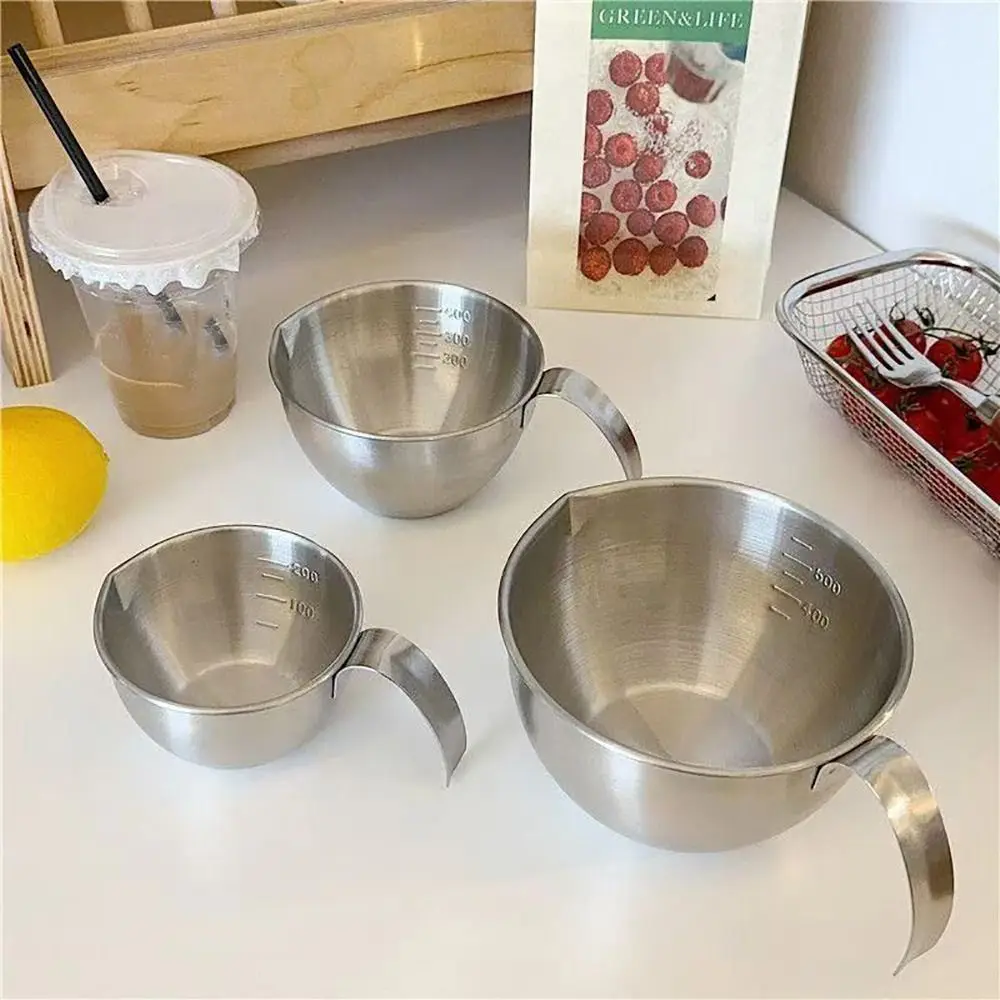Stainless Steel Colander Basin with Scale Household Measuring Spoon Set Silver Double Layers Vegetable Washing Basin Kitchen