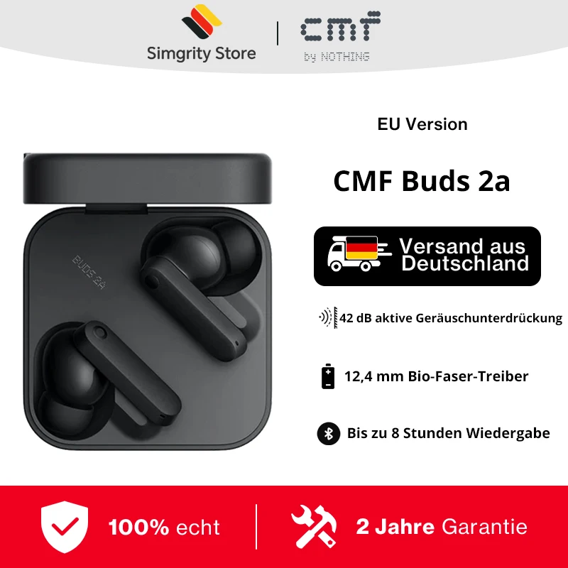 Audífonos CMF Buds 2A con Controlador de 12.4 mm, Cancelación Activa de Ruido de 42 dB, Micrófonos 4HD, IP54, Bluetooth 5.4