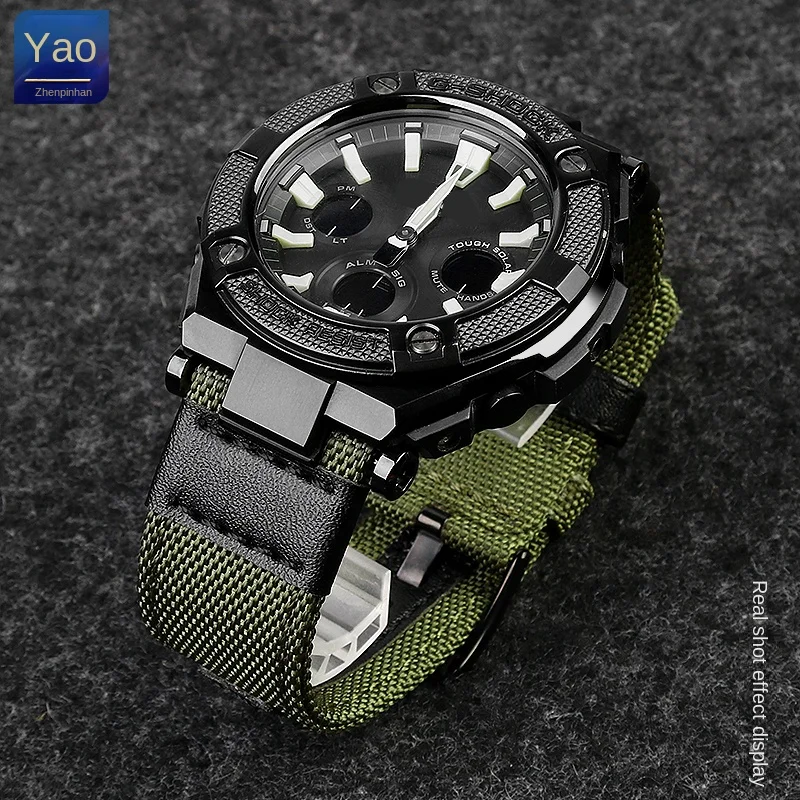 For Casio G-SHOCK GST-W120L S130L S310 GST-B100 Canvas nylon watch strap Breathable watchband notch men's accessories 24mm tools view 2
