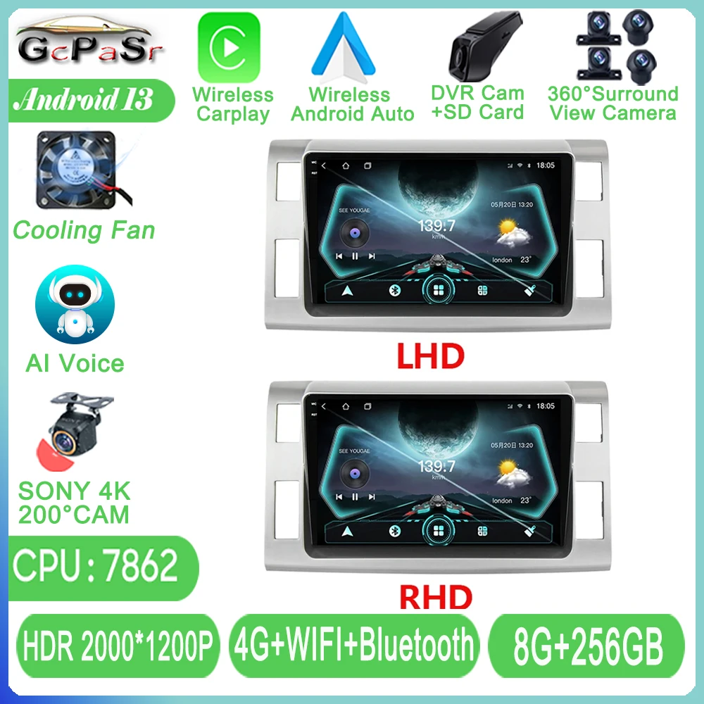 Android Auto For Toyota Previa 3 III XR50 Estima 2006 - 2019 LHD RHD Car Radio Multimedia Player CPU HDR QLED WIFI No 2din DVD