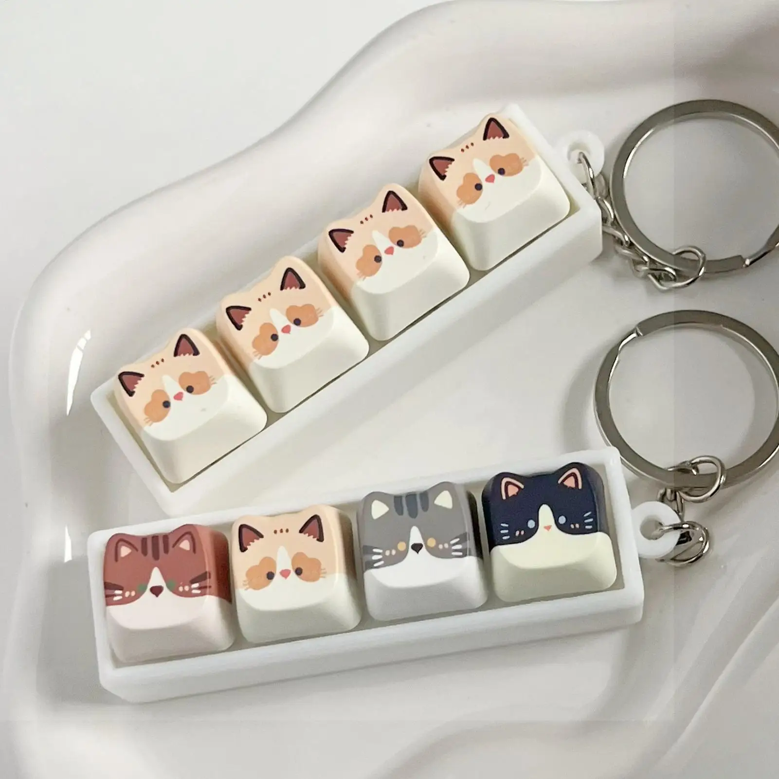 Cute Cat Mechanical Keyboard Button Tester Stress Reduction Cute Keycap Keychain Creative Fidget Toy Bag Pendant Gifts