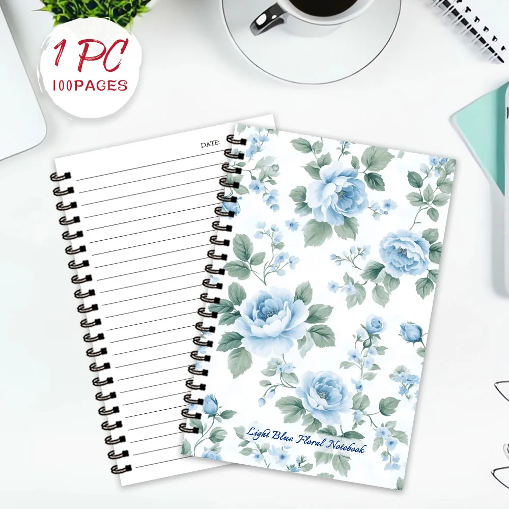 Notizbuch mit blauen Blumen, Tagebuch, unlinierte Seiten, ideales Geschenk zum Notieren, inspirierend für Männer und Frauen, perfekt für Studenten – Detail 4