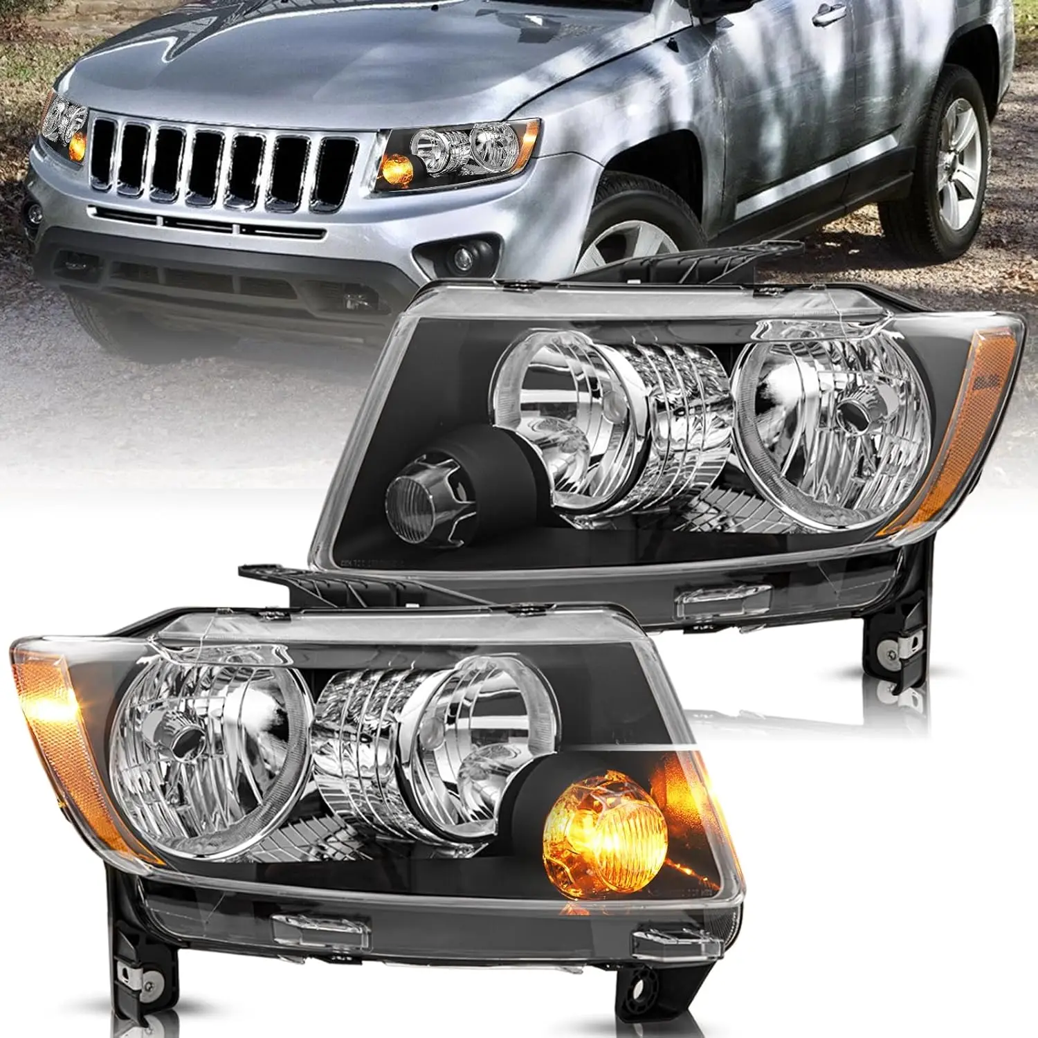 

Фара в сборе, совместимая с Jeep Grand Cherokee 2011-2013, галогенная компасная замена OE-фара, не подходит для C