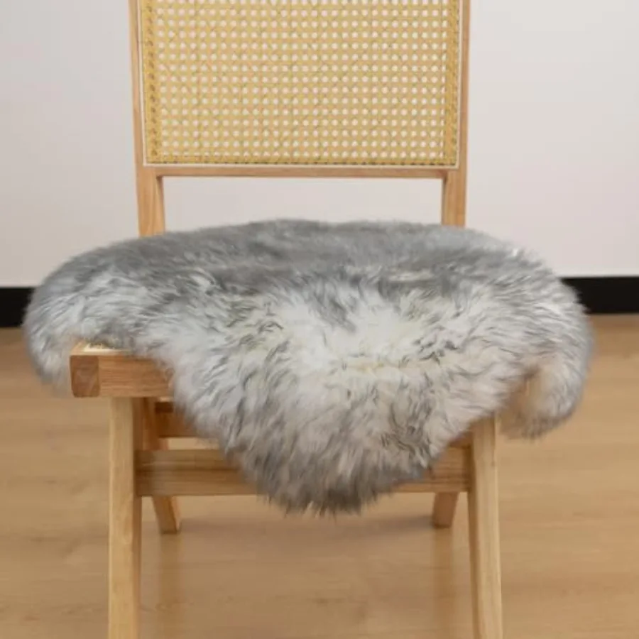 Sheepskin Chair Cushion Non-Slip Back Square Genuine Fur Chair Cover Silky Natural Wool Seat Cushion Pad St Area Rugs Carpet fo