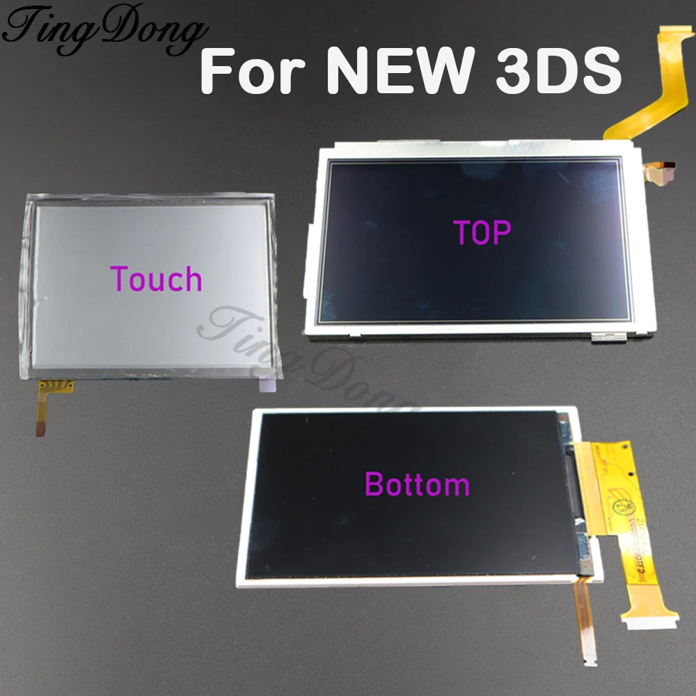 شاشة عرض LCD علوية وسفلية لـ 3DS الجديدة 3DS XL LL مع محول الأرقام بشاشة تعمل بلمس زجاج عرض لوحة اللمس