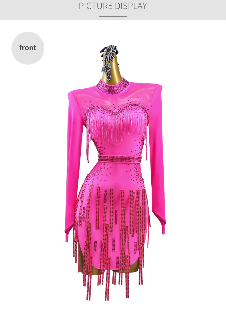 Kostüm für Damen 2026, elegantes Abendkleid, lateinamerikanische Tanzkleidung für Mädchen, Samba-Outfit, Party-, Wettbewerbs- und Auftrittsrock – Detail 7