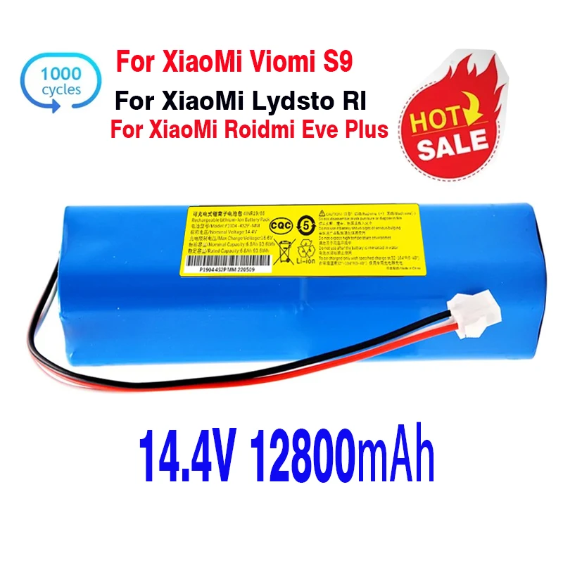 

For XiaoMi Lydsto R1 Viomi S9 Roidmi Eve Plus Rechargeable Li-ion Battery Robot Vacuum Cleaner R1 Battery Pack 14.4V 12800mAh