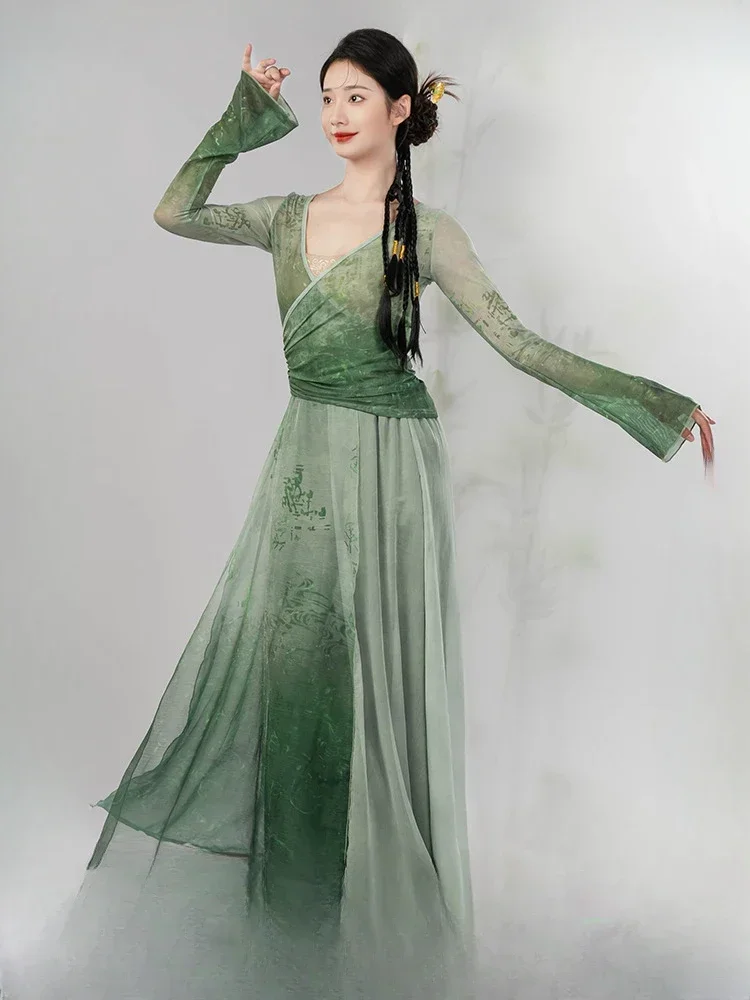 

Классические танцевальные костюмы, марля в национальном стиле, широкие брюки-кюлоты, китайское танцевальное представление, танцевальные костюмы