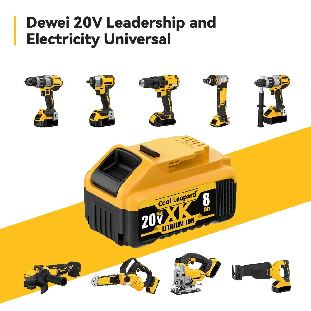 Batería de litio para Dewalt, repuesto Original DCB200, 8,0 Ah, DCB182, DCB201, DCB205, 20V, 8Ah, Compatible con DeWalt