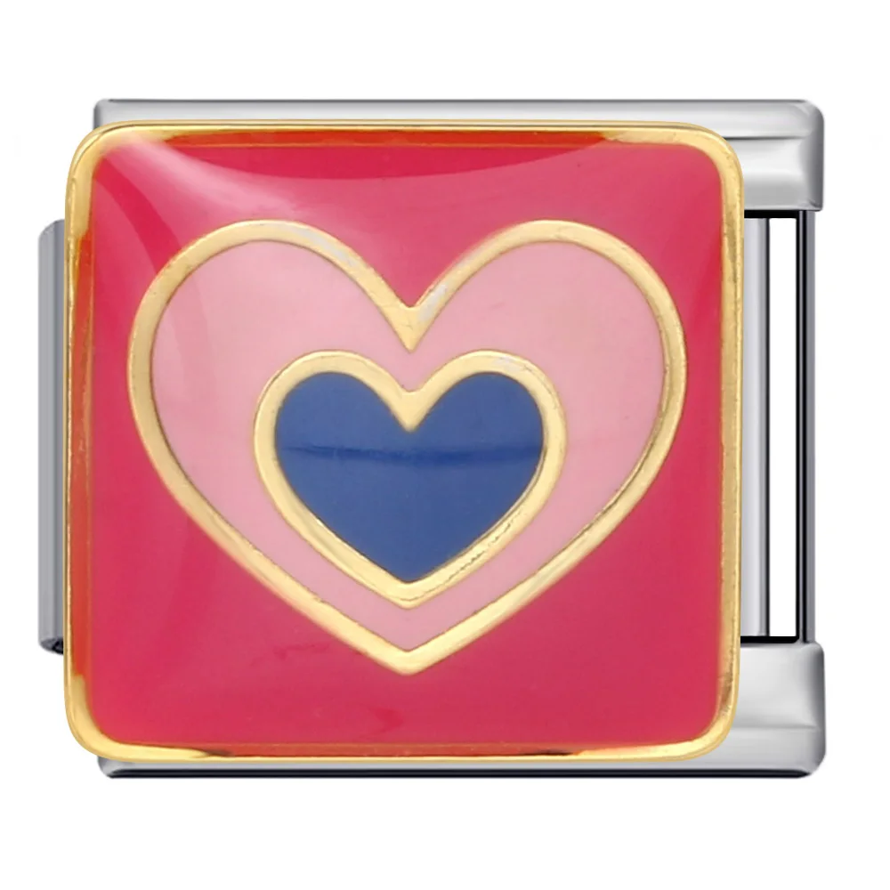Niedliche, romantische, bunte, glasierte Herz-Geschenke, Bücher, italienischer Charm-Link, passend für 9-mm-Edelstahlarmbänder, DIY-Perlen, Schmuckherstellung – Detail 3