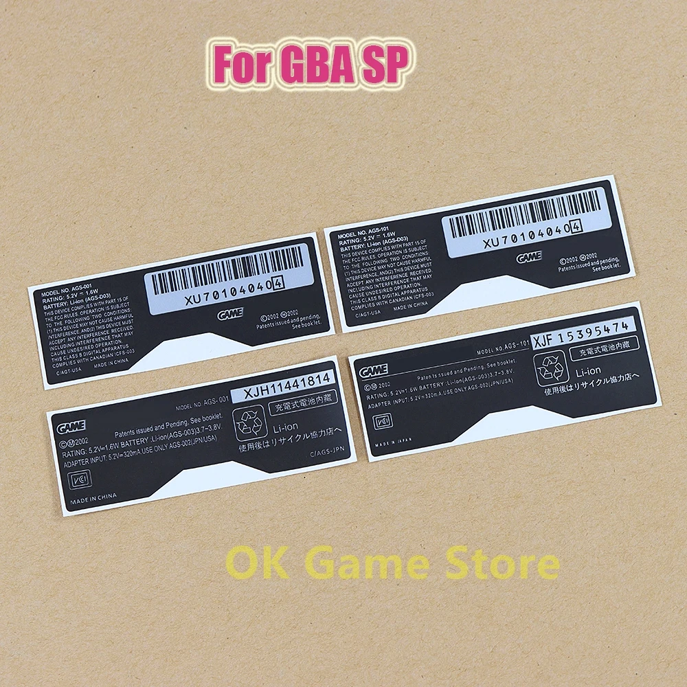 10 STKS Zwarte Achtergrondverlichting Voor GBA SP AGS-101 001 US Versie JP Versie Sticker Label Tag Stickers Voor Gameboy Advance SP