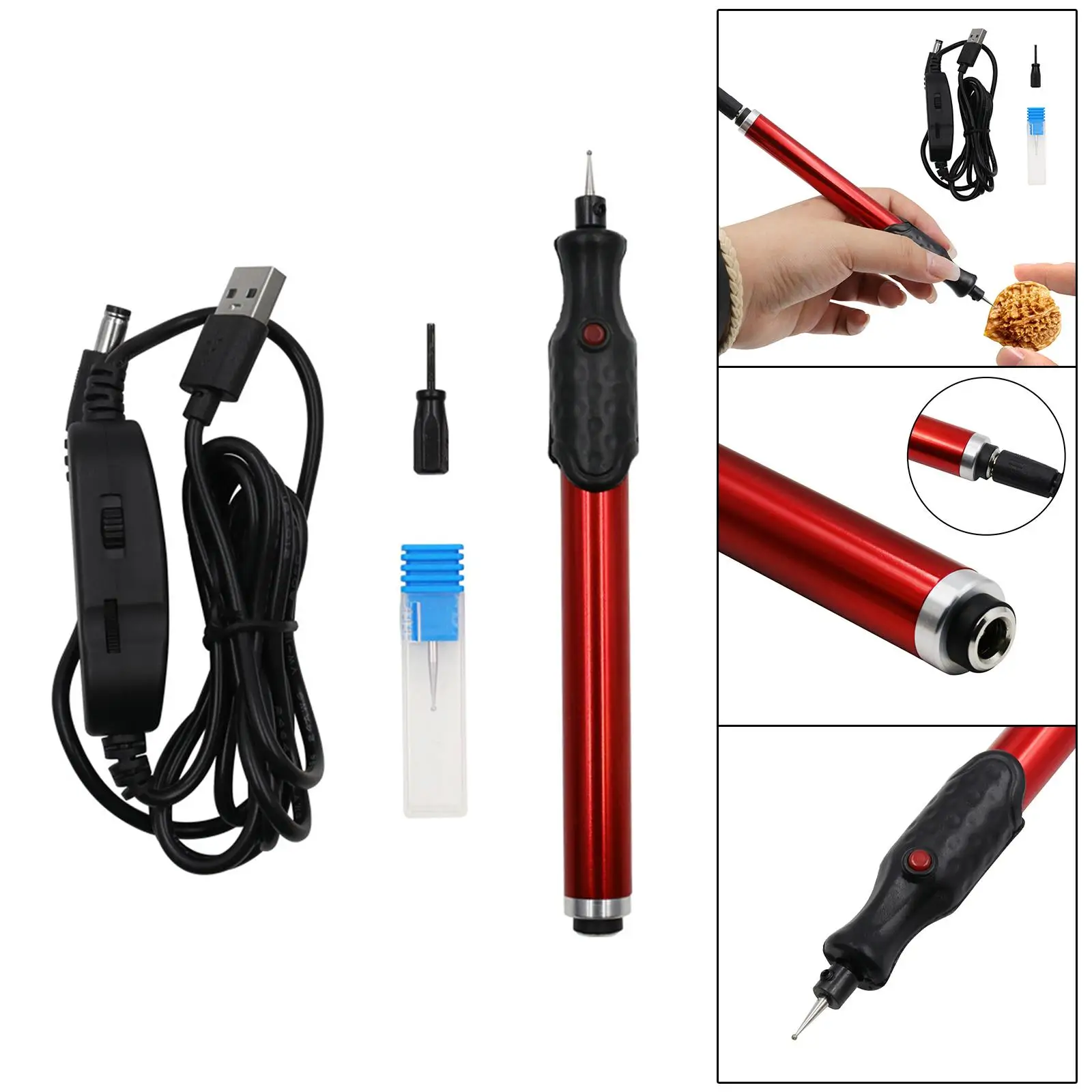 Electric Engraving Pen Kit Written Etching Pen Graver Tool for Stone Carving