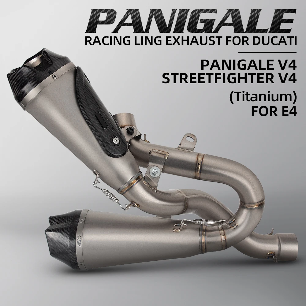 Slip op voor Ducati Panigale V4 Streetfighter V4 SP Arro titanium Motorfiets uitlaatsystemen Midden Link Pijp Uitlaat met Carbon