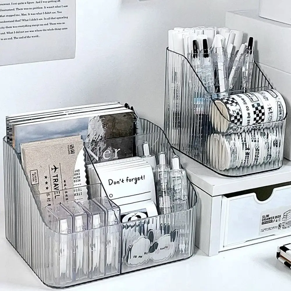 High Quality Multi-function Pen Container Acrylic Transparent Cosmetics Organizer Box Home Decoration Ins Style Stationery