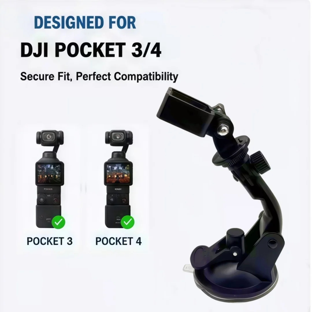 Suction Cup Mount Suitable for Dji Osmo Pocket 4/3/Xtra, Car Windshield Window Dashboard Mount Kit, with Extension Adapter Accessories, Suitable for Dji Osmo Pocket 4 3 Cameras
