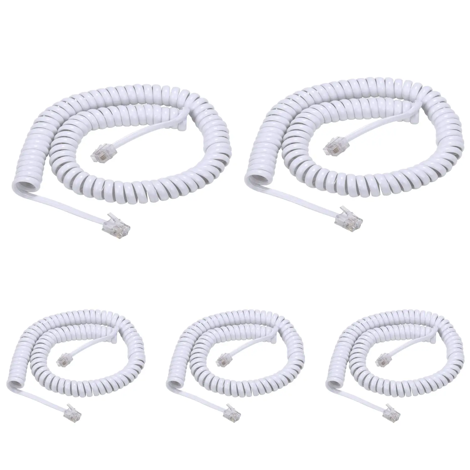 

RJ9 Coiled Telephone Wire 6FT Curved Telephone Landline Phone Handset Handle Line Cable 4P4C 6Ft/1.85m