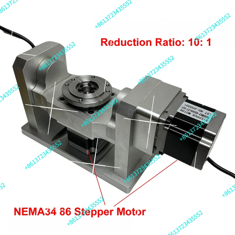 

CNC Rotary Axis 4th 5th Axis Dividing Head Reduction Ratio 10:1 Harmonic Reducer Harmonic Gearbox NEMA 34 86 Stepper Motor