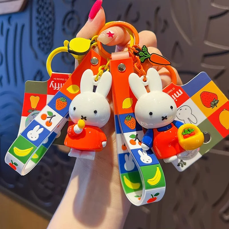Kawaii أنيمي ميفي أرنب المفاتيح لطيف الكرتون زوجين سيارة حلقة رئيسية حقيبة أفخم قلادة الكرتون ملحق الزخرفية لفتاة هدية