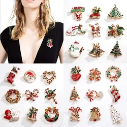 Exquisite Merry Christmas Brooch Pin - Metal Craft of Snowman Santa Claus Tree Wreath Fashion Jewelry Gift for Women Decor