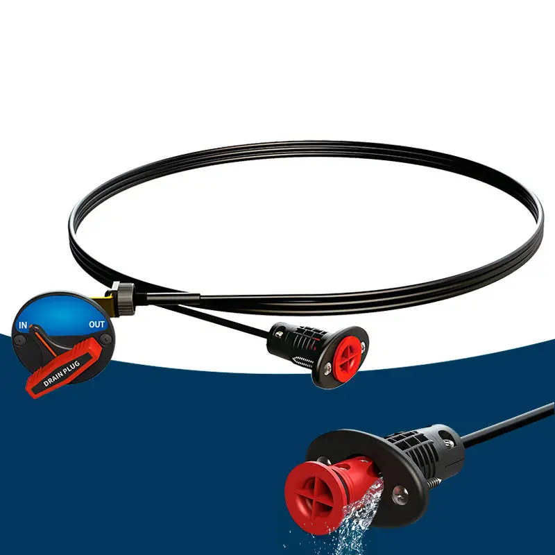 Remote Drain Plug System Cable Operated Boat Drain Valve Kit for Bass Boat Fishing Boat Marine Accessories