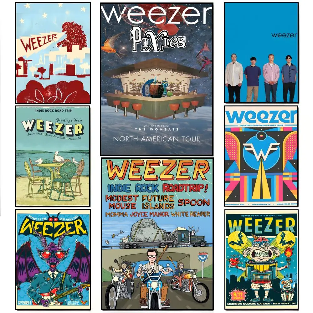 Pôster da banda de rock americana W-Weezer, pôster HD à prova d'água, adesivo de parede, bar, decoração de sala de estar, presente