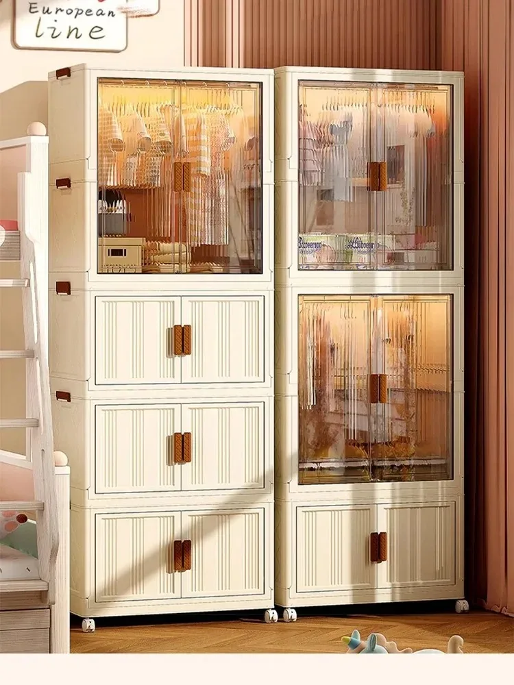 

Multifunctional Large Folding Wardrobe Living Room Organizer Cabinet Thickening Storage Locker Bedside Table Folding Storage Bin