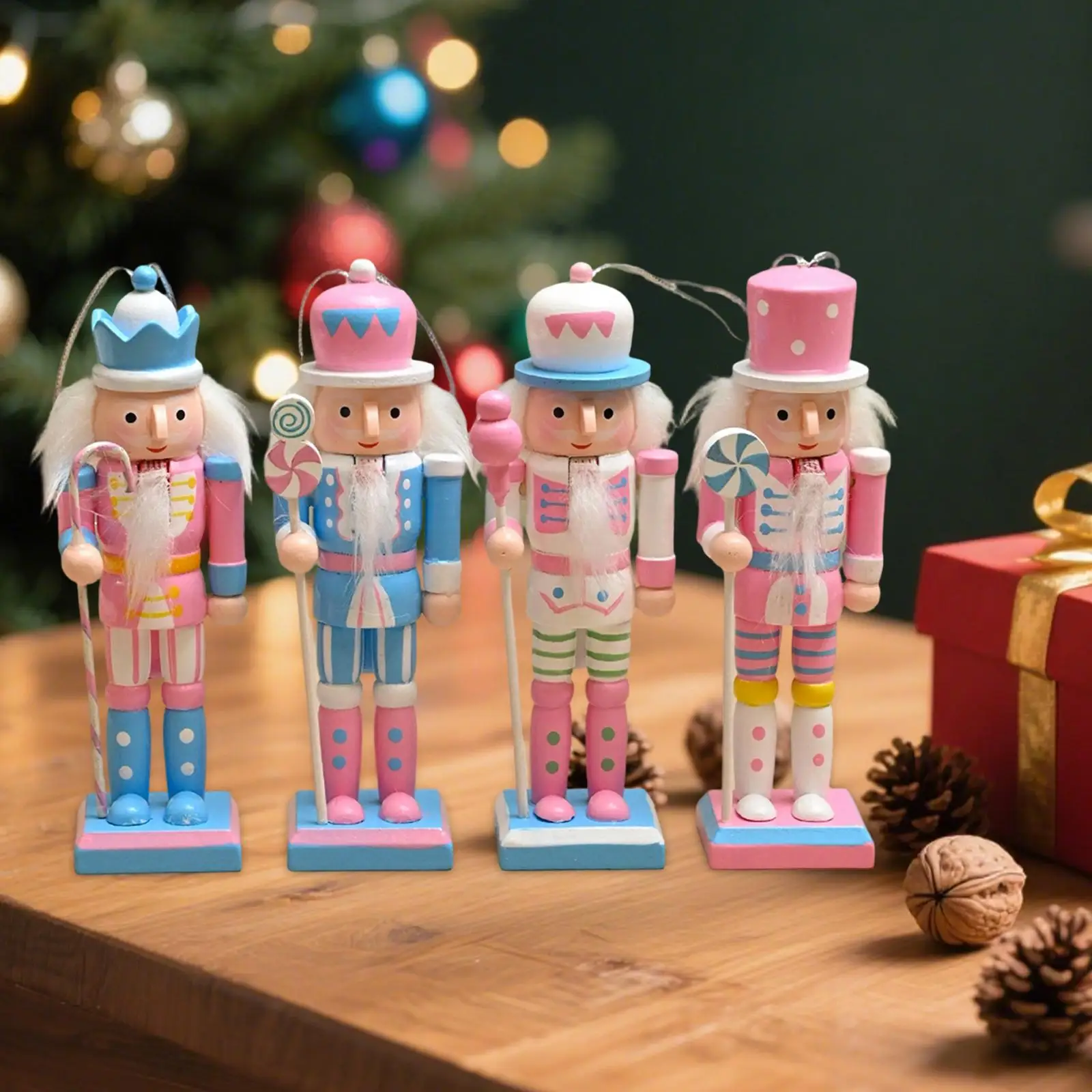 4x Christmas Nutcracker Decoration 5 inch Length for Holiday Wall Farmhouse