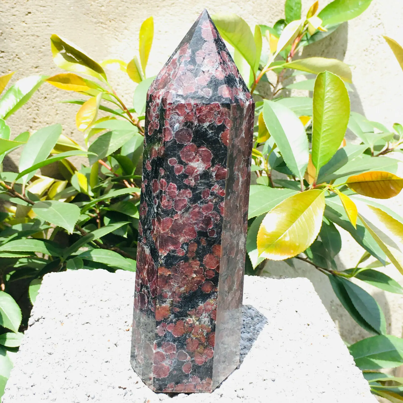 Natural Garnet Crystal Obelisk Quartz Crystal Wand Point Healing Stones Tower Natural Quartz Crystals