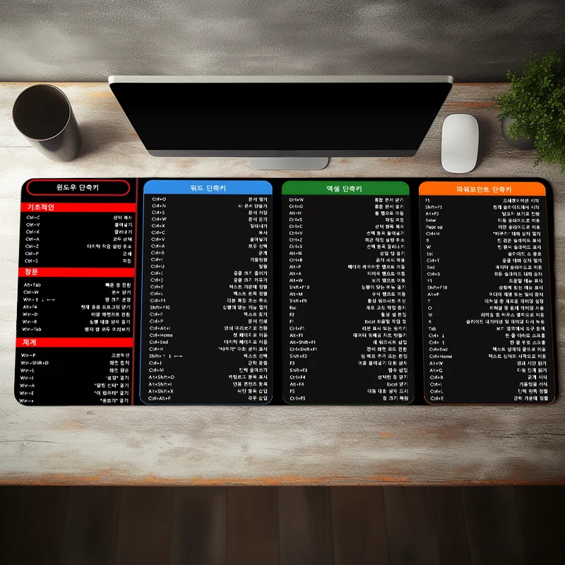 Modello di scorciatoie Excel coreane Tappetino per mouse grande Tappetino per scrivania Tappetino per tastiera per computer Regalo per studenti di impiegati