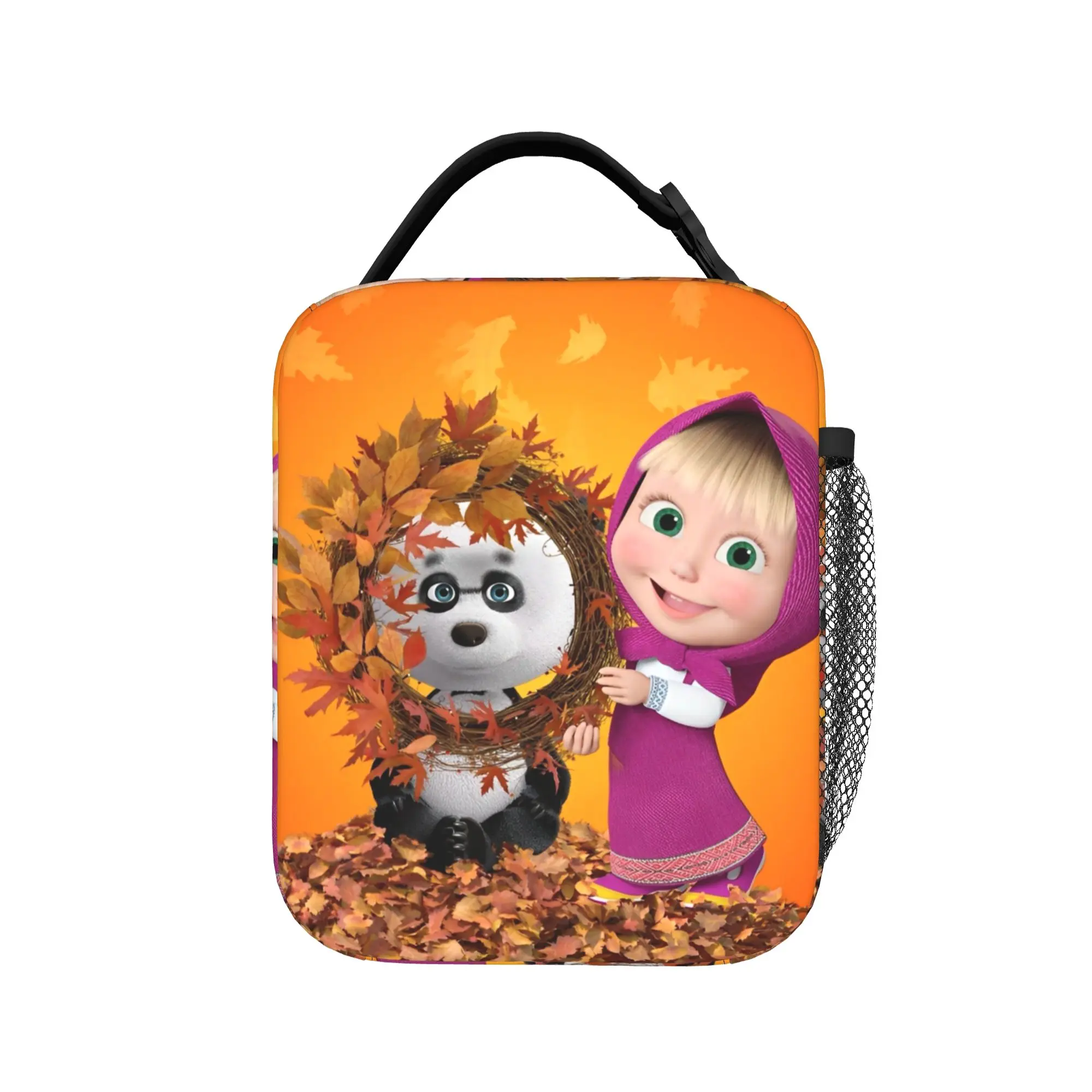 M-Masha And Bear Autumn  Insulated Lunch Bags Cooler Bag Reusable,Lunch Container High Capacity Lunch Box Tote College  Travel