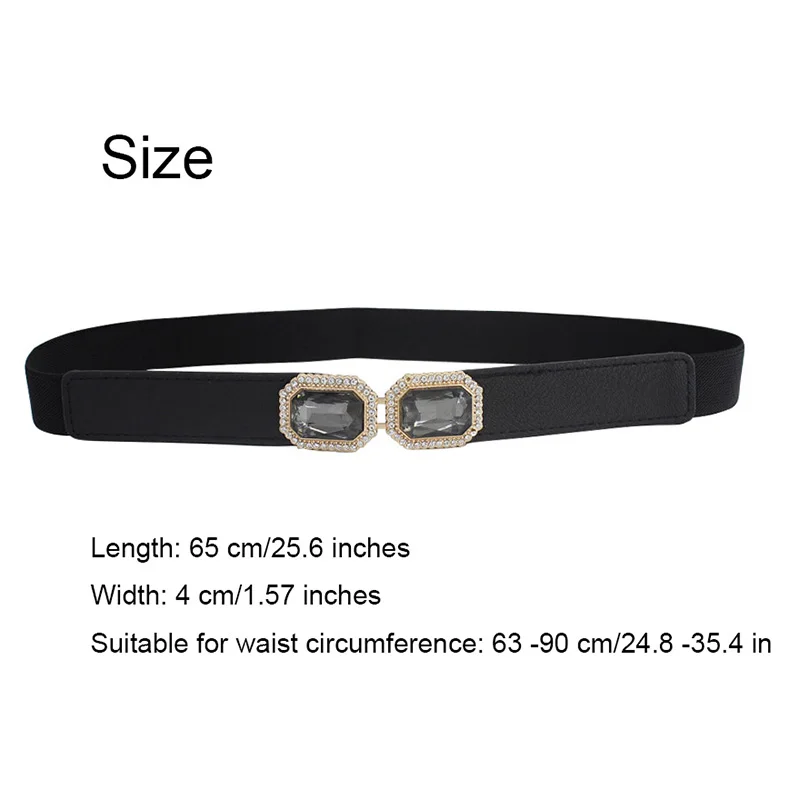 65cm Female Fashion Thin Elastic Stretch Waistband Crystal Bow Belt for Women Cinch Waist Seal Cummerband Clothing Accessories