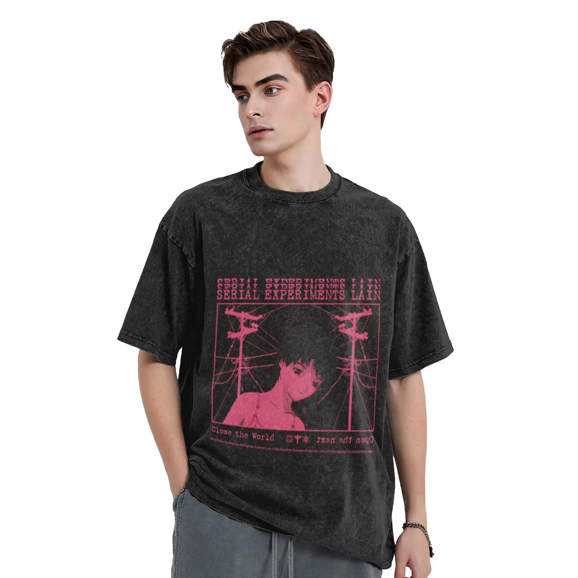 Serial Experiments Lain Classic Chic A Washed T Shirt Men's Women's Oversized Cotton Tees Tops