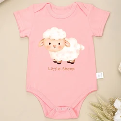 Cute Little Sheep Baby Girl Clothes Body Cartoon Animal Print Cotton High Quality Newborn Bodysuit O-neck Short Sleeve Summer