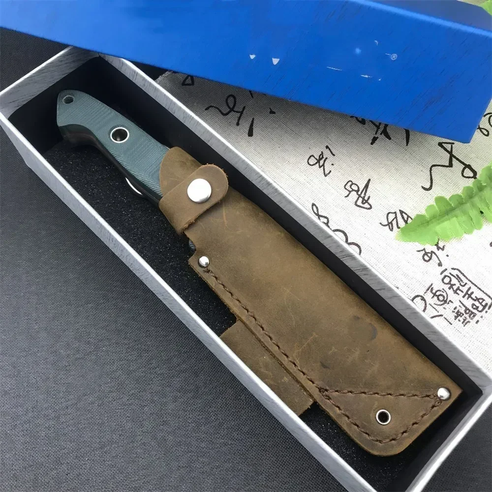 Cuchillo de hoja fija BM 162 Bushcrafter, mangos G10 de hoja satinada S30V de 4,43 pulgadas, herramientas tácticas de autodefensa para acampar, caza y supervivencia EDC