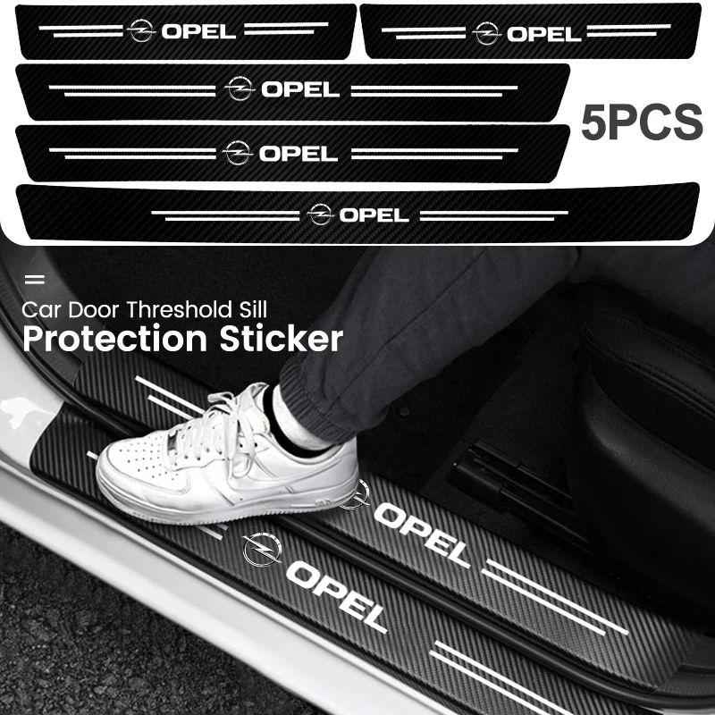 Carbon Fiber Car Door Threshold Protector Stickers Waterproof For Opel Astra J G Insignia Corsa D Vectra C Zafira A Auto Gadgets