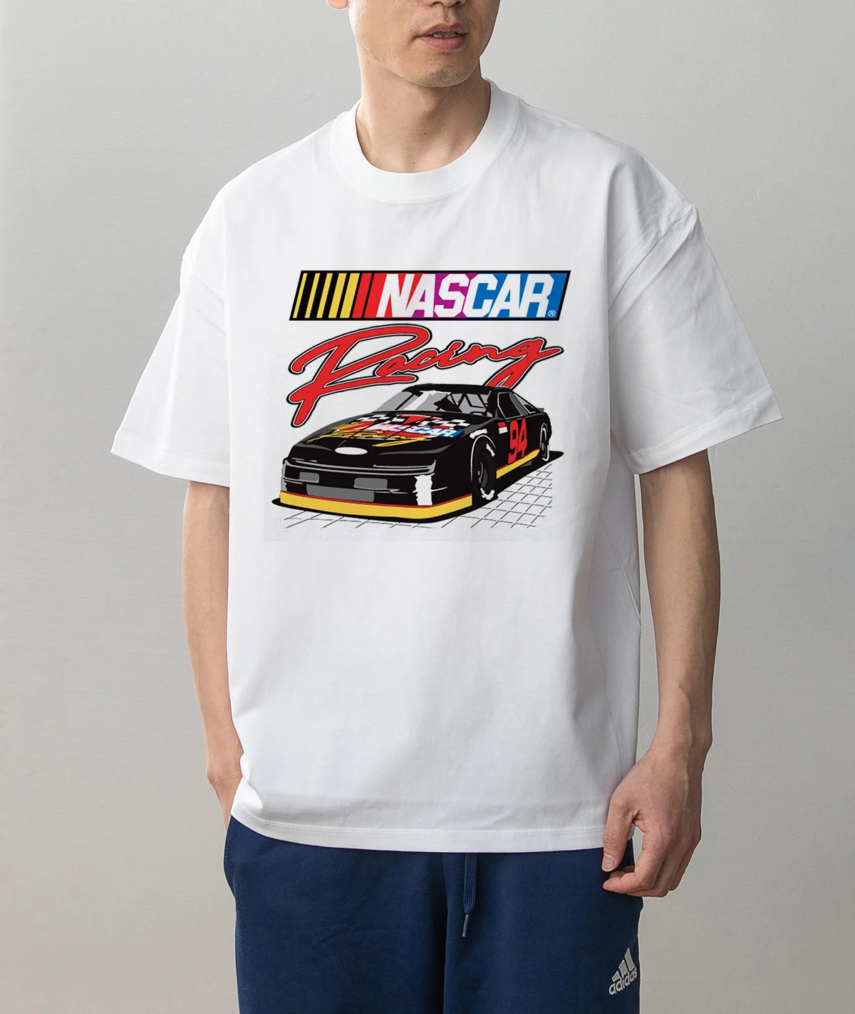 

NASCAR race-related summer short-sleeved cotton clothes for men and women, loose fit, suitable for car enthusiasts