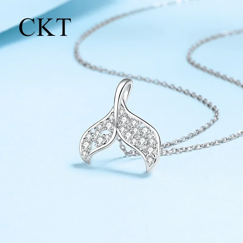 18K White Gold Platinum Moissanite Necklace Pt950 Dolphin Pendant for Women Fashionable Hundred Gifts Wedding Fine Jewelry