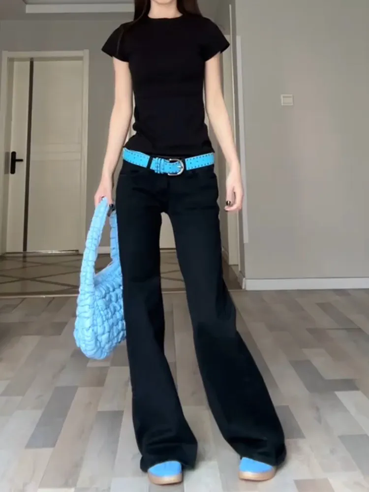 

Американские винтажные женские джинсы с высокой талией, удлиненные, с низкой посадкой, расклешенные, широкие, свободные, струящиеся, для высоких женщин