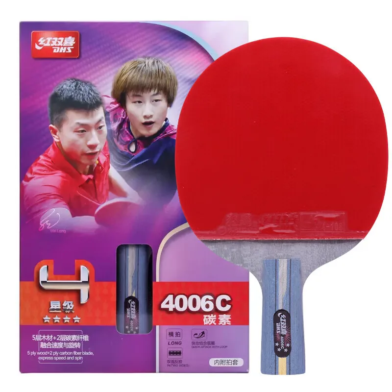 Professioneel DHS 4002 FL/4006 CS tafeltennisracket met Hurricane 3 rubber, 7-laags, gemaakt van puur hout, tafeltennisbat.